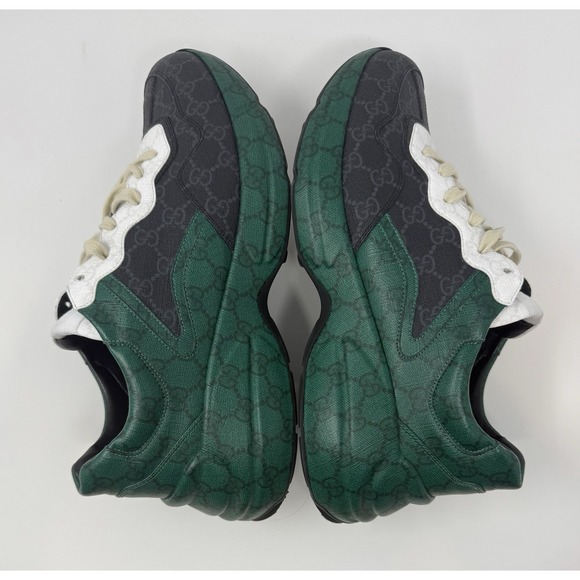 Gucci Rhyton GG Monogram Sneaker Green/Black Size 12 US 11 Gucci - Picture 3 of 9
